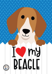 I Love My Beagle Garden Flag