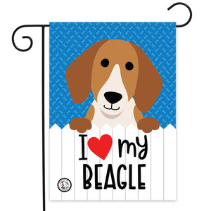 I Love My Beagle Garden Flag