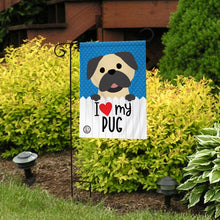 I Love My Pug Garden Flag