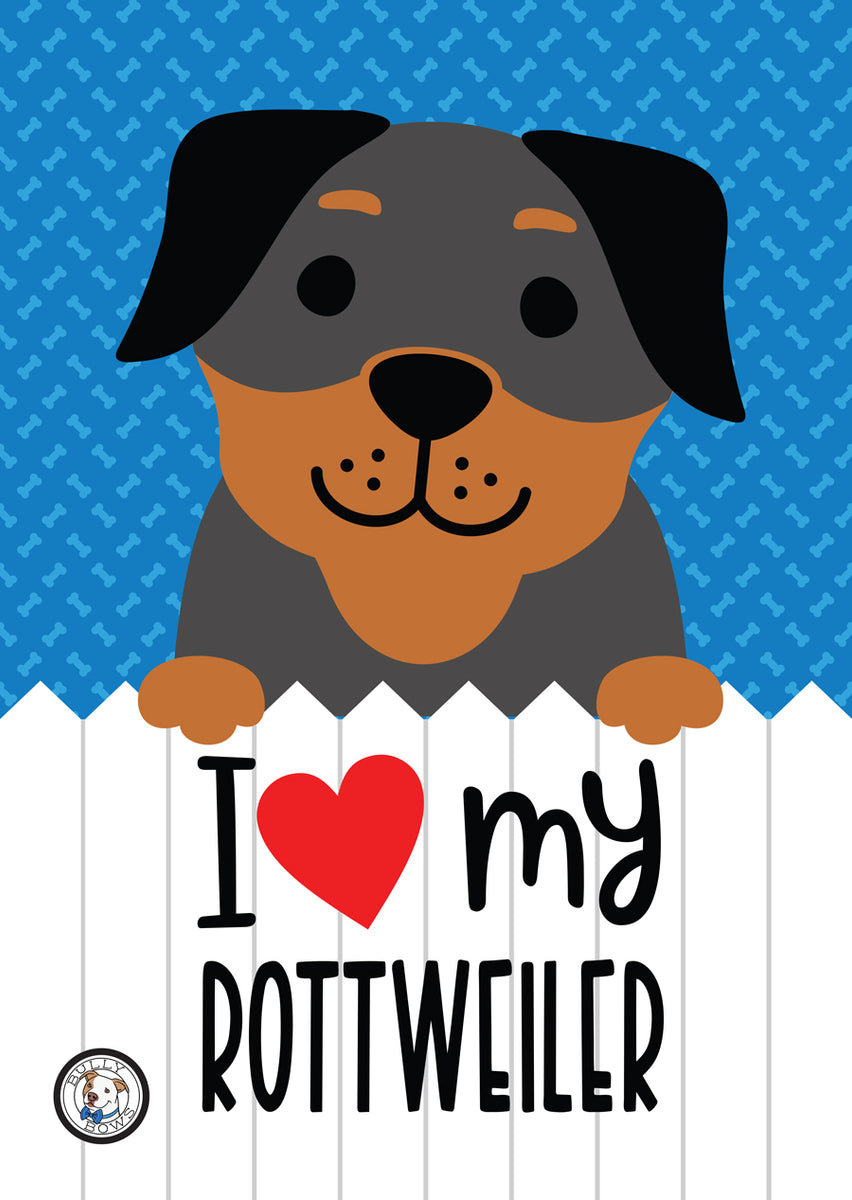 I Love My Rottweiler Garden Flag – Bully Bows