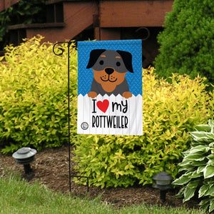 I Love My Rottweiler Garden Flag