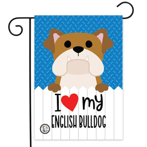 I Love My English Bulldog Garden Flag