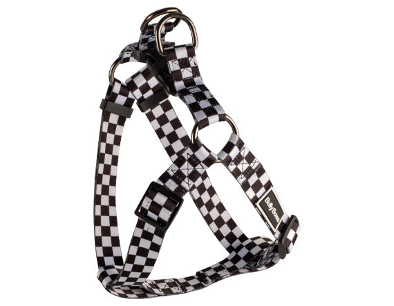 Black And White Checkered Dog Harness