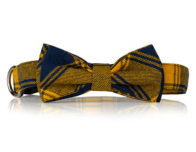 Yellow Plaid Bow Tie Dog Collar