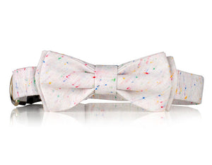 Fun Multicolored-Speckled Dog Bow Tie Collar • Pet Collar