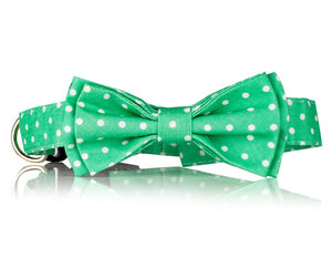 Green Polka Dot Dog Bow Tie