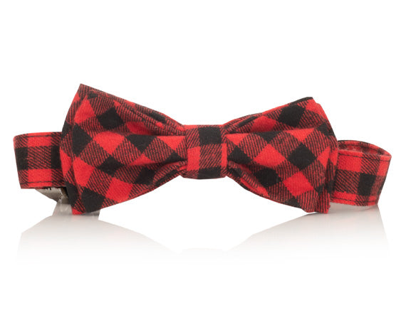 Classic Red & Black Buffalo Plaid Dog Bow Tie - Pet Collar