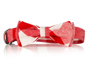 Red And White Plaid Dog Bow Tie | Pet Collar